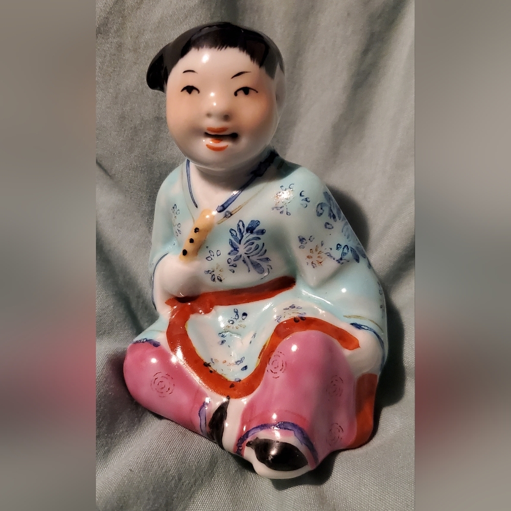 Vintage Chinese porcelain Figurine Cultural Revolution Period Instruments.